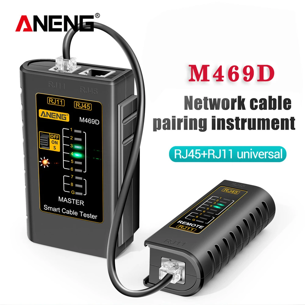 Тестер сетевого кабеля ANENG M469D, тестер RJ45 RJ11 RJ12 CAT5 UTP lan кабеля, сетевой инструмент для ремонта сети