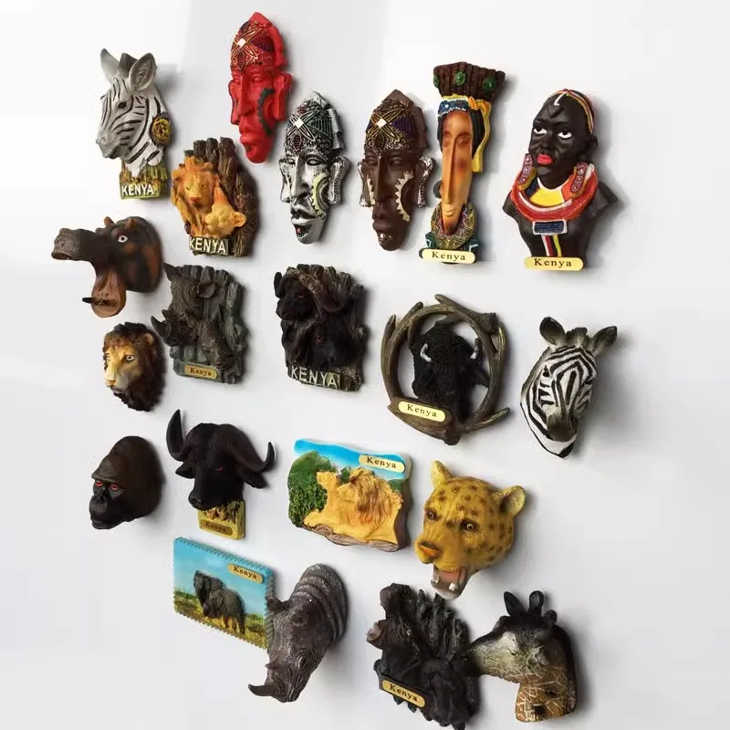 Kenya animal creative tourism souvenirs hand-painted crafts magnetic refrigerator sticker collection