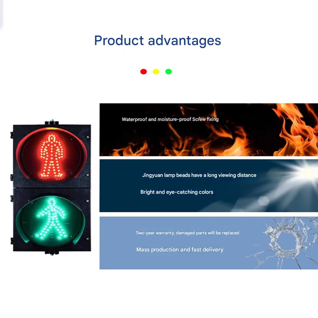 8인치(200mm) 보행자 신호등, AC85-265V, PC 하우징 IP58 방수, 실외용 - 도로 및 교육용 지원