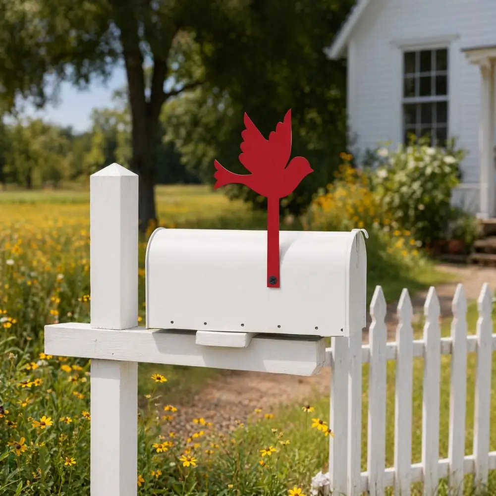 Metal Flying Bird Shape Mail Box Stake Sign Iron Mailbox Flag Decorative Mailbox Flag Replacement for Garden Patio Decoration
