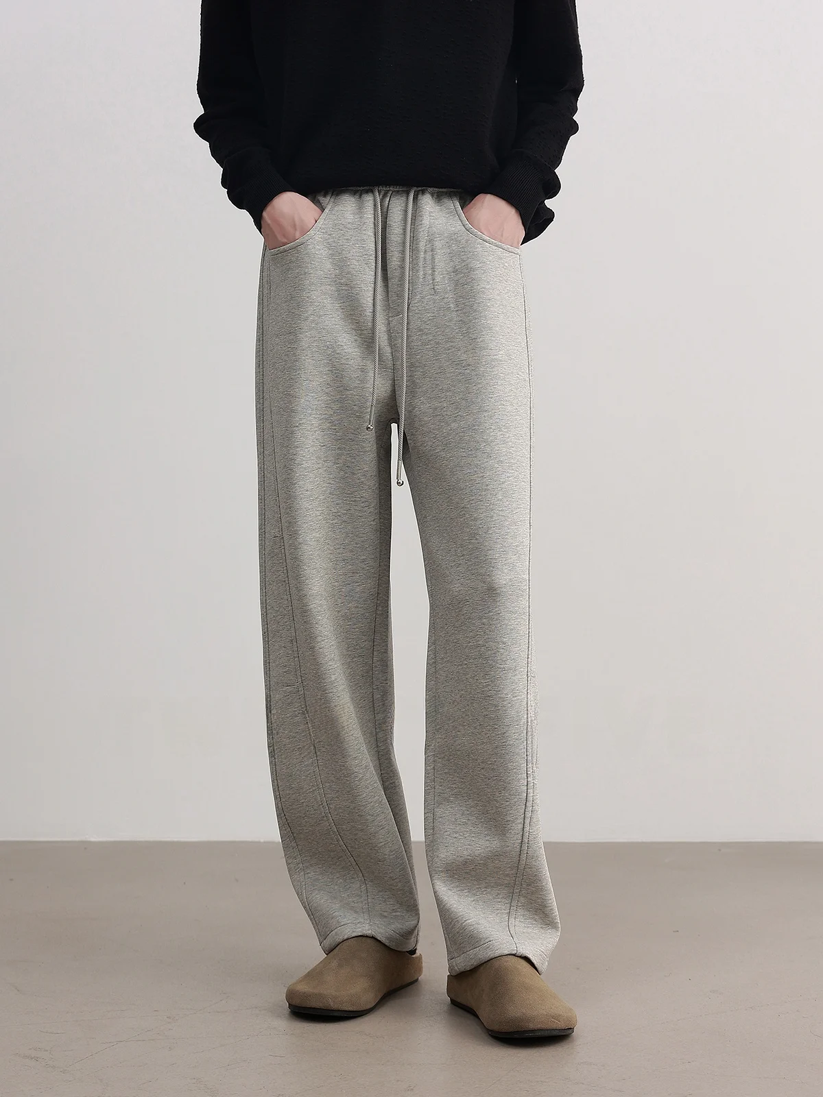 Men's Casual Pants Straight Leg Fit Trousers Autumn Season Anti-Wrinkle Cotton Blend Elastic Waist Comfortable Loose Fit