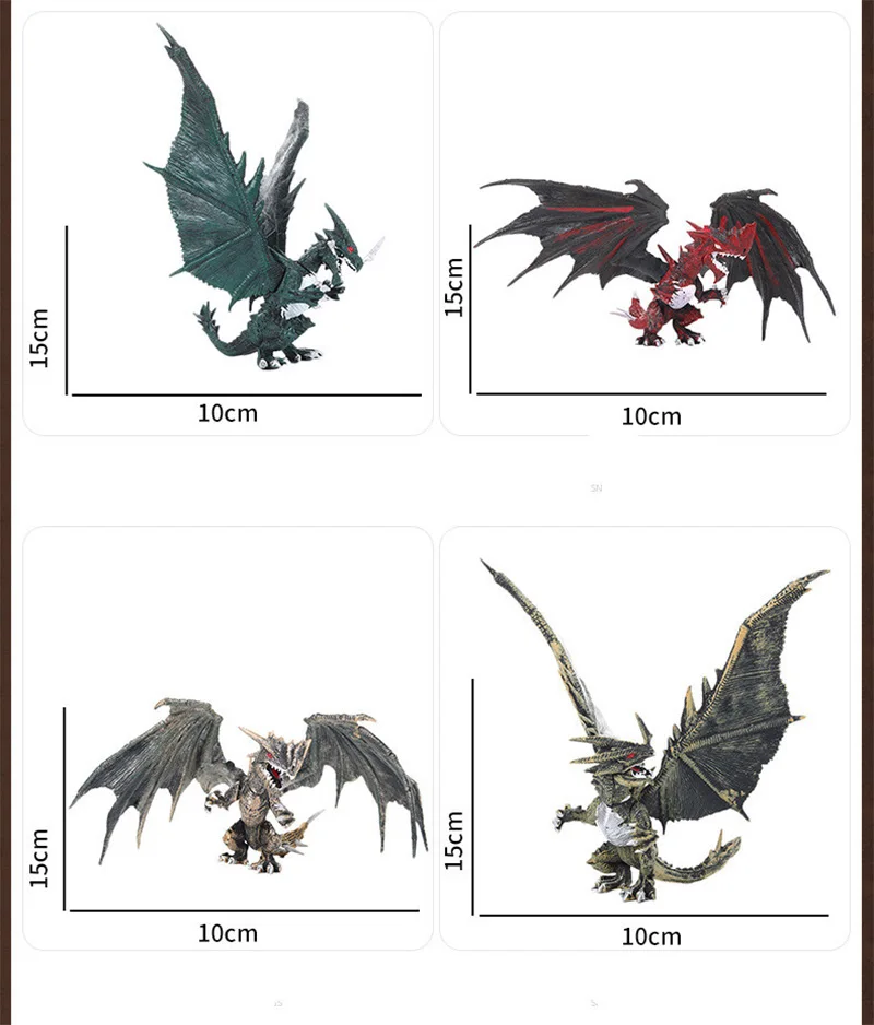 Kids Dinosaur Monster Model Figure Toys 3D Flying Dragon with Wings for Boys Gift Desktop Ornaments