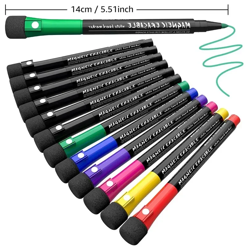 12pcs Magnetic Whiteboard Pens Markers With Eraser Markers For Home And Office Supplies Painting Brush