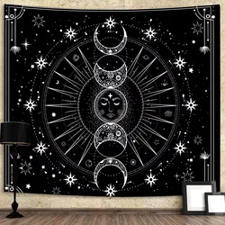 1 Piece Of 75x58CM Psychedelic Sun And Moon Constellation Tapestry Bedroom Decoration Black And White Pattern Wall Hanging