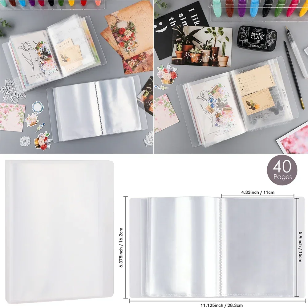 Multipurpose 40 Pages A6 Clear Sticker Photo Storage Album For Scrapbooking Stamp and Dies Storage Book Organizer Folder Sheets