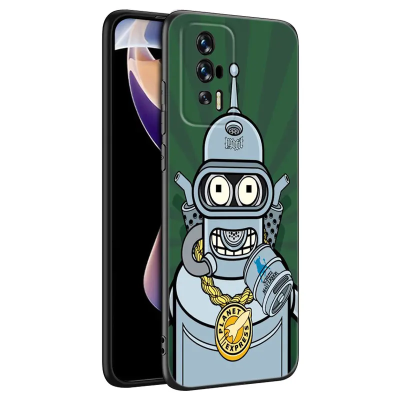 Cartoon Futurama Bender Black Phone Case For Xiaomi Redmi 7A 8A 9A 10A 11A 9C 10C 12C 13C 11 Prime A1 A2 Plus 12 4G Note 9T 12R