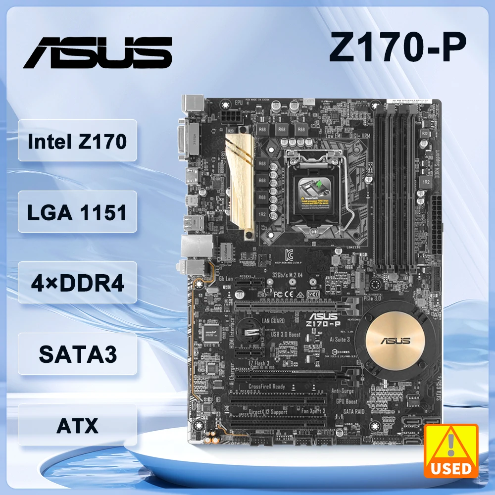 

ASUS Z170-P Mtherboard DDR3 LGA 1151 Intel Z170 DDR4 support i3-7300 i3-6100 i5-7500 i7-7700 cpu PCI-E 3.0 SATA III USB3.0 ATX