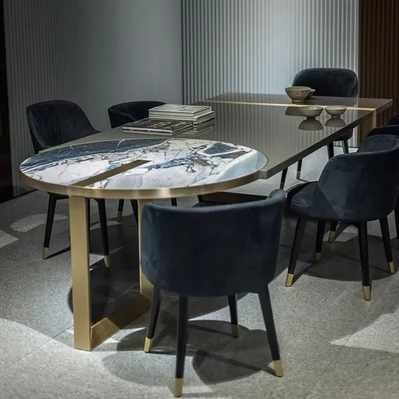 Light Modern Minimalist Bamboo Design Adjustable Height 6-Seater BATER Dining Table Chair Set Creative Stylish Hotel