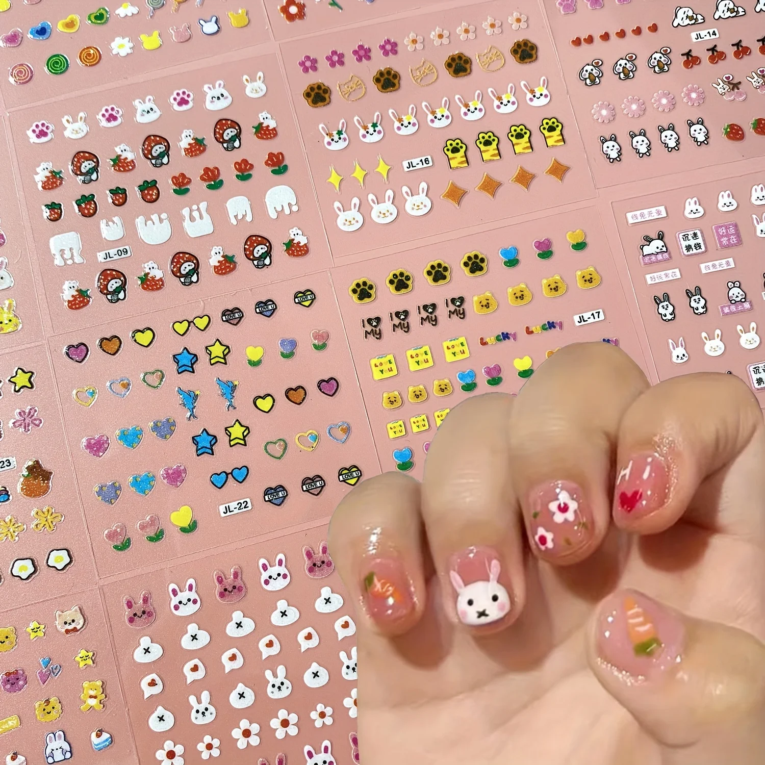 30pcs 3D Cartoon Animal Nail Art Stickers&Decals,Glossy Glitter Finish Plastic Nail Embellishments,Single Use Irregular Shape