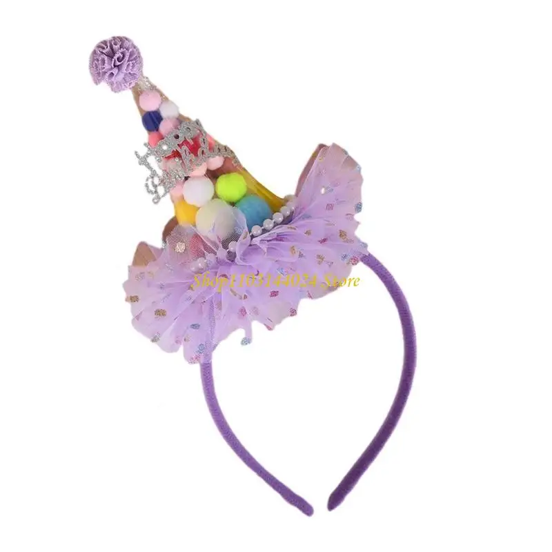 

N5KE Kids Party Hat Birthday Headband Child Boy Girl Birthday Hairhoop Accessories