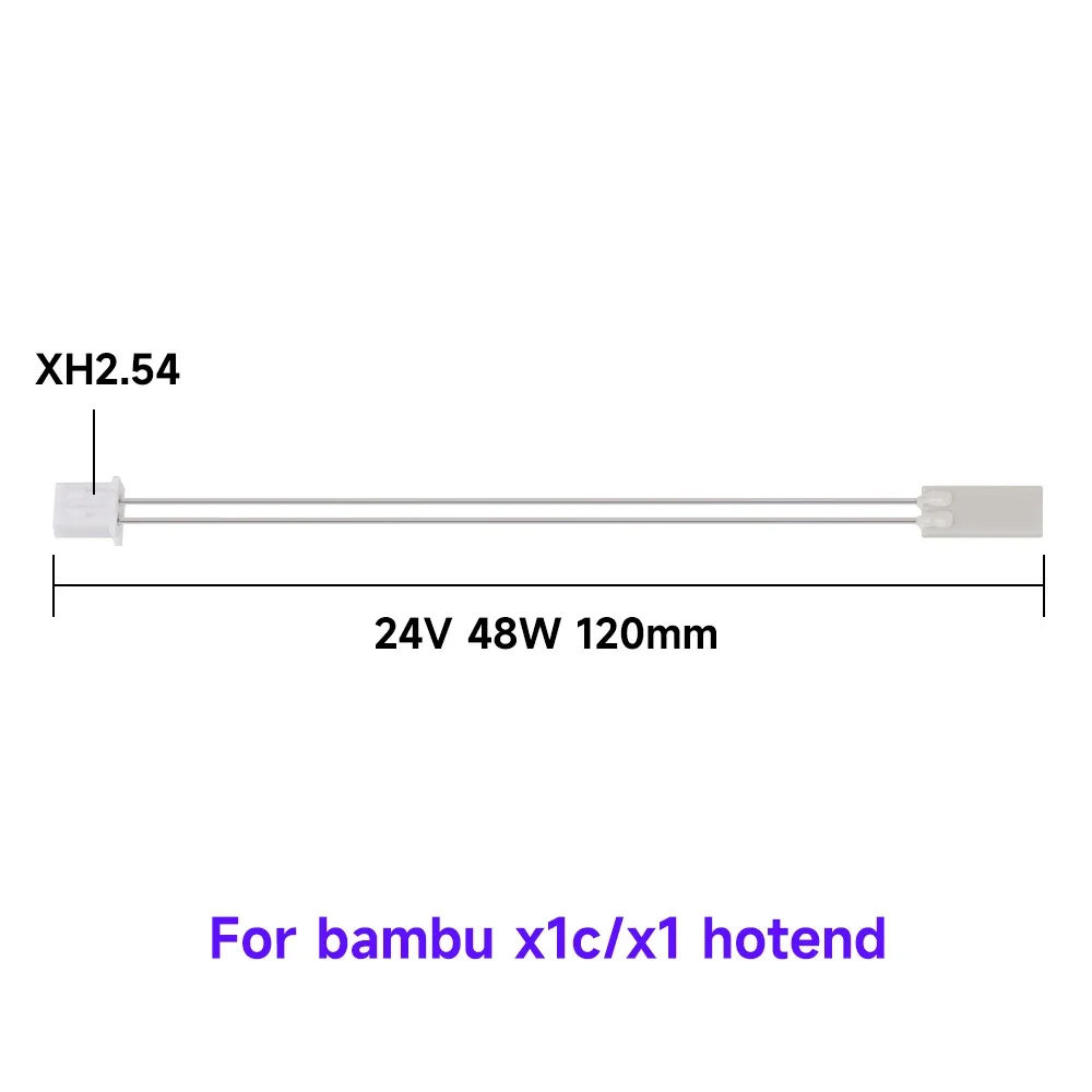 24V 48W Ceramic Heater Cartridge 100K NTC 3950 Thermistor, Replacement Hotend Parts for Bambu Lab X1 P1P X1-Carbon 3D Printer