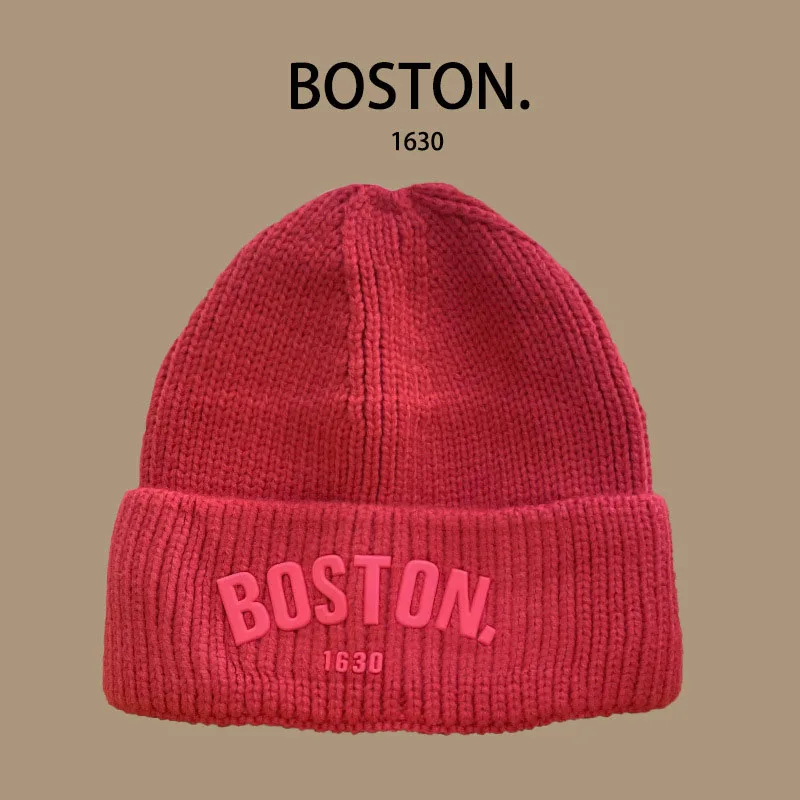 Kids/Adlut Beanies American Retro Wool Knitted Hat Pupolar Letter Boston Casual Street Boy\'s or Girl Winter Warm Cold Hats Male