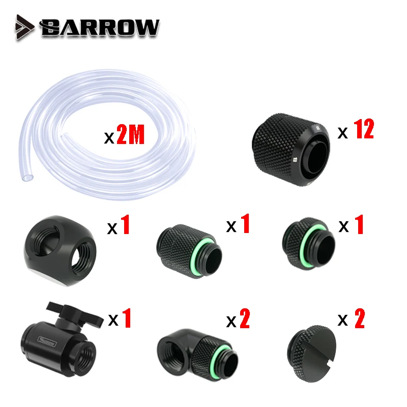 

Barrow Fitting Kit use Soft Pipe Hand Compression Connector Joint + Hose Tube + Switch Water Cooling Accessories Fitting