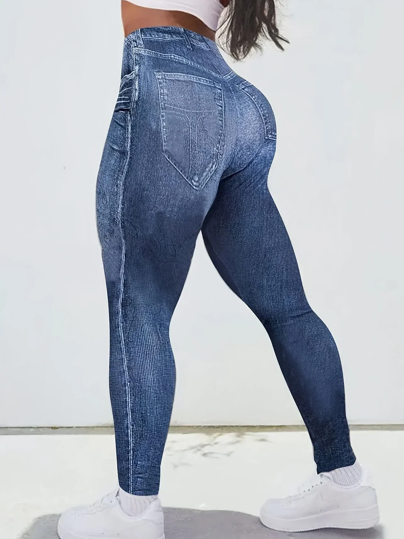 حجم كبير 1XL-5XL مطبوعة عالية الخصر سليم المناسب طماق الشاهقة الدينيم طباعة طماق