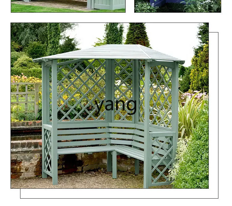 L'm'm Antiseptic Wood Pavilion Bench Garden Bench Courtyard Trellis Outdoor Solid Wood Landscape