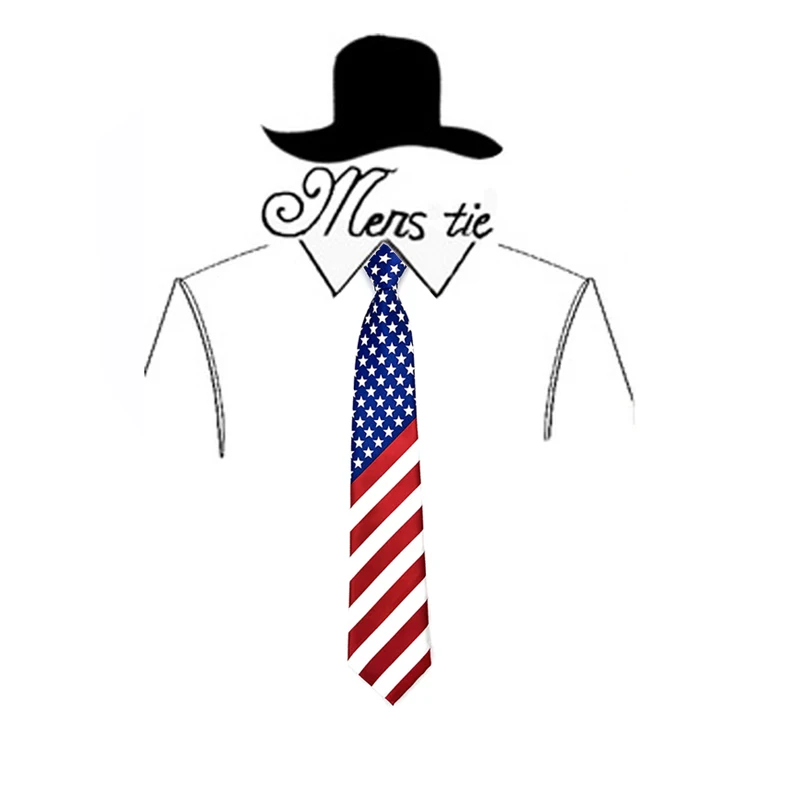 Men\'s 3.5-inch Wide Necktie Classical Fashion American/USA Flag Polyester Woven Cravat for Party And Wedding Men\'s Neckwear Gift