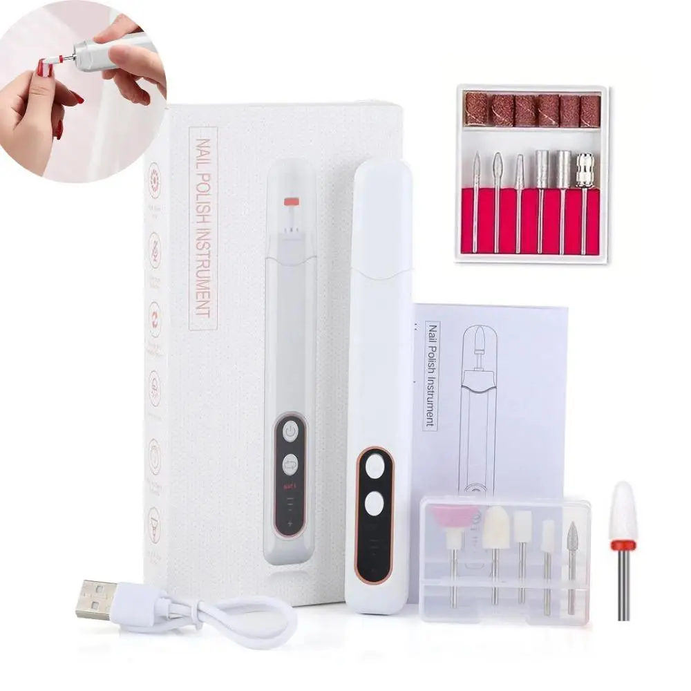 Set di trapani per unghie professionali per arte elettrica con luce a LED, lucidatrice per unghie portatile, levigatrice, penna per lima per manicure, gel acrilico