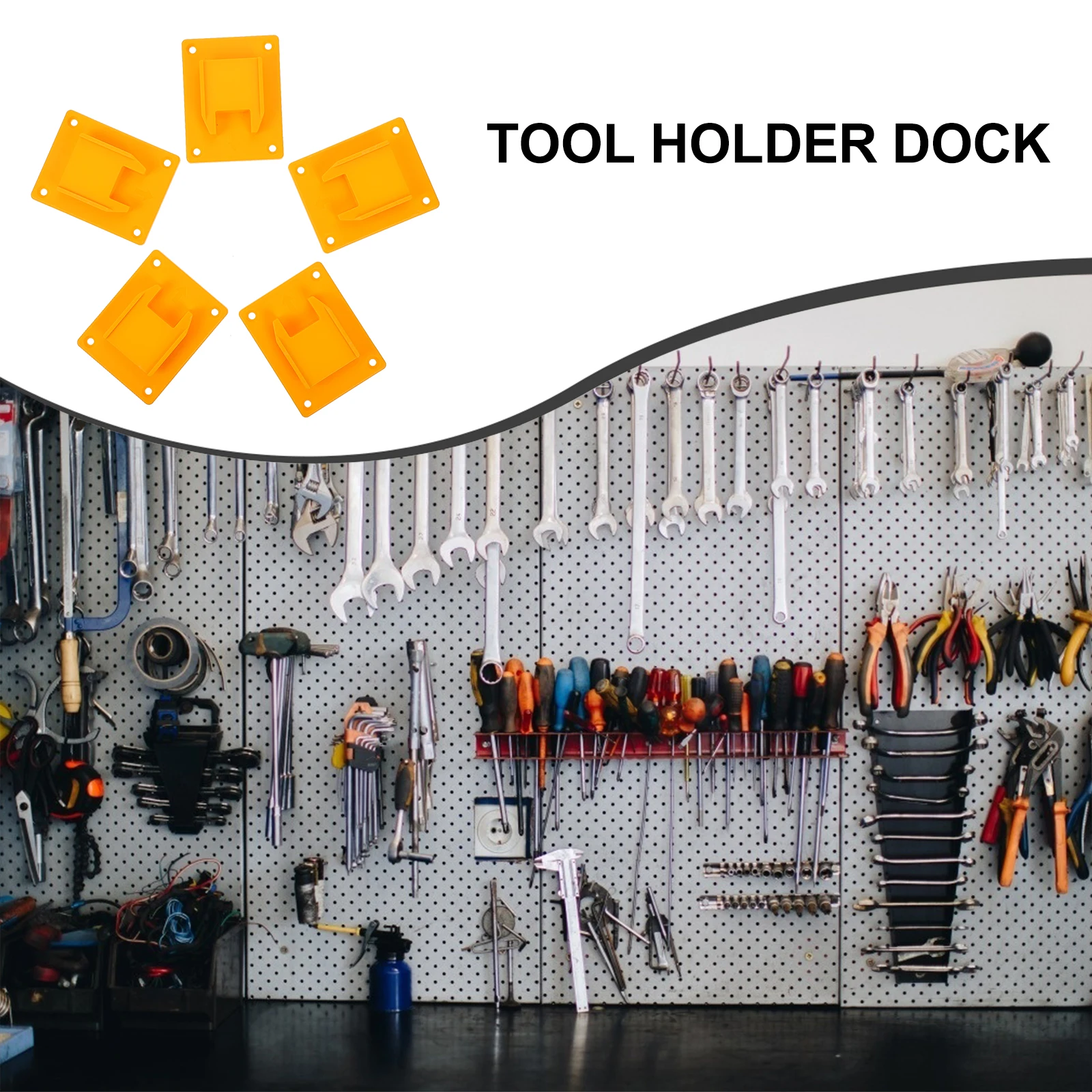 

5 Pcs Power Tool Holder Dock Abs Plastic Hanger Bracket Mounting Kit for Wall Bench Chamfered Holes Easy Mount