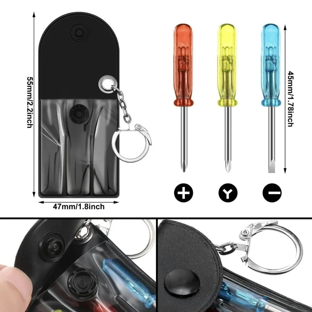 3/4 Piece Set Mini Screwdriver Set Leather Bag Precision Keychain Tool Kit Hanging Buckle Irregular Shaped Bits