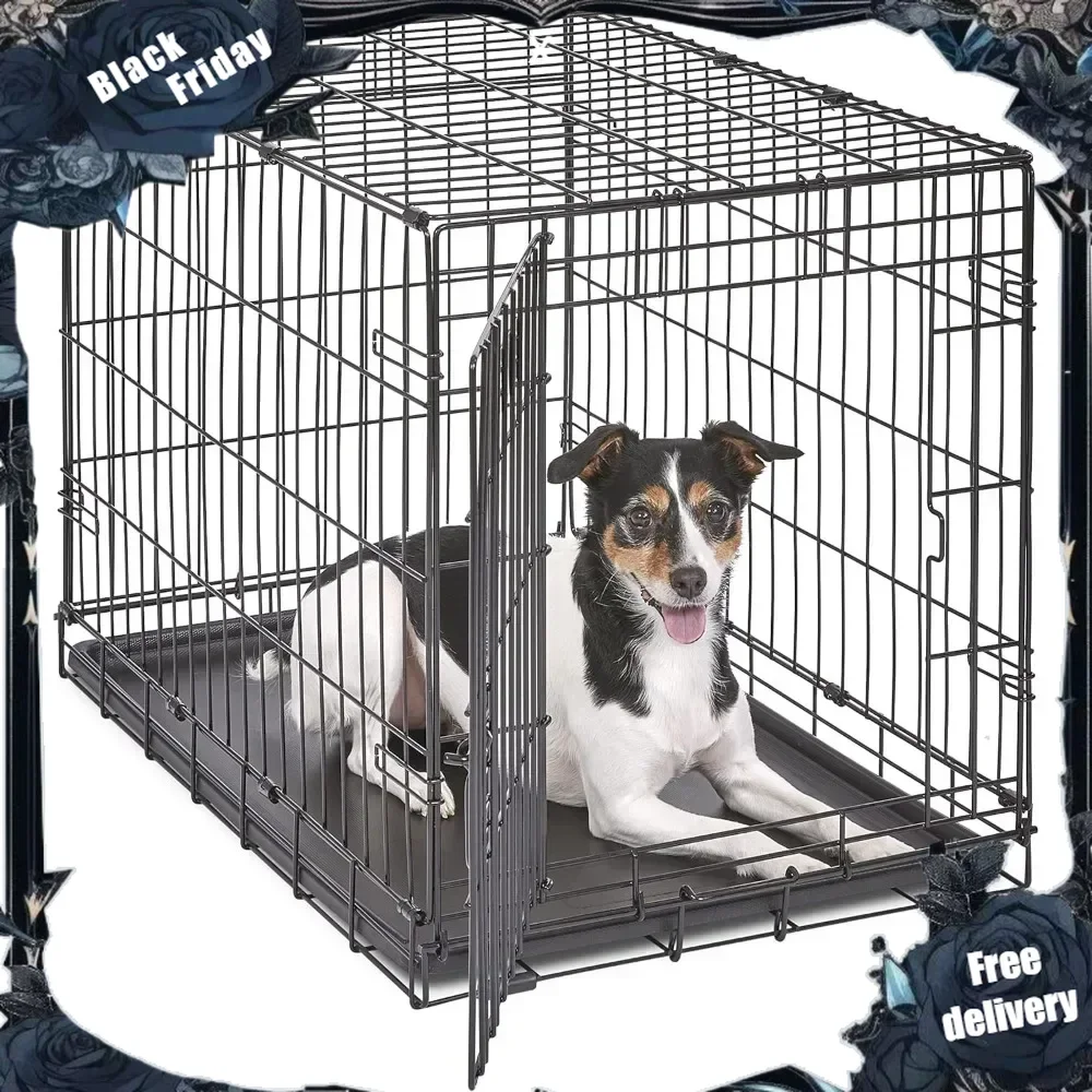 Enhanced Single Door iCrate Dog Crate, Includes Leak-Proof Pan, Floor Protecting Feet , Divider Pane l & New Patented Features