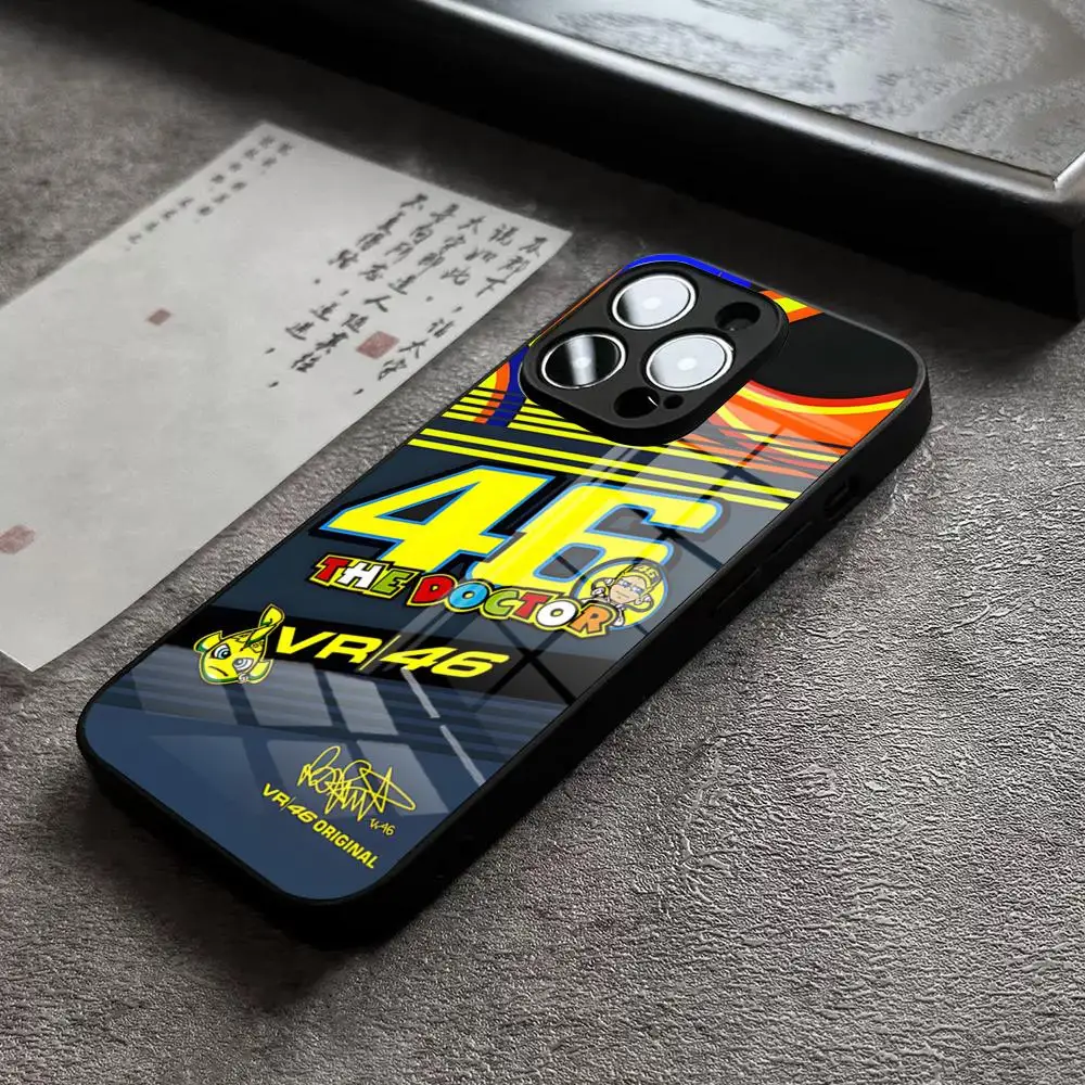 Super Moto Number VR-46 Phone Case for iPhone 15 Pro Max 14 Plus 12 Mini 11 13 X XR XS 8 7 Plus SE Tempered glass Back Cover