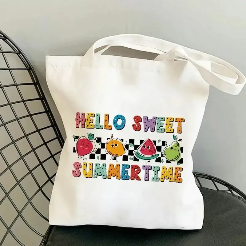 

Женская сумка через плечо с принтом арбуза и разноцветными фруктами на холщовой ткани Прочная многофункциональная сумка большой вместимости