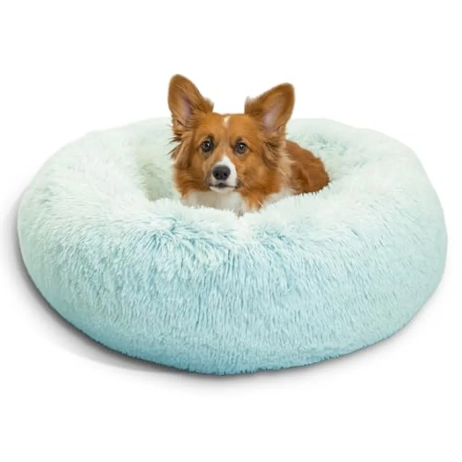 

The Original Calming Donut Dog Bed for Dogs up to 45 lbs, Shag Faux Fur,,30" x 30