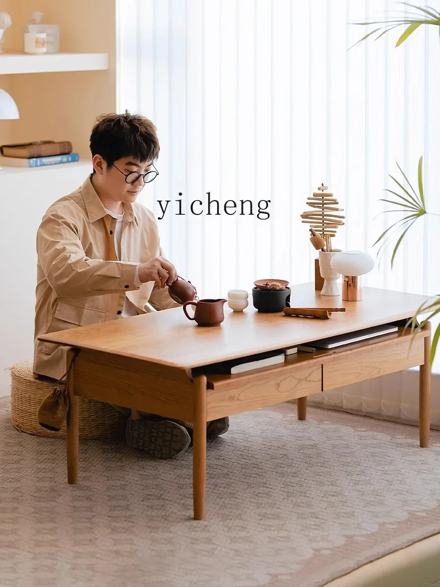 

ZZ Coffee Table Dual-Purpose Multifunctional Solid Wood Living Room Home Japanese Tea Table