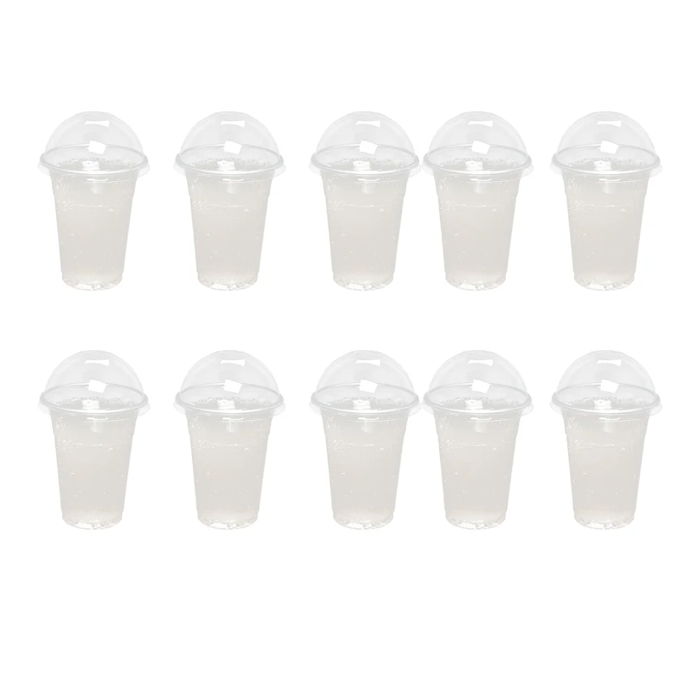 

50 Sets Clear Drinking Glasses Cups with Lid Tea Dome Lids Milk Cocktail Juice Know Mug