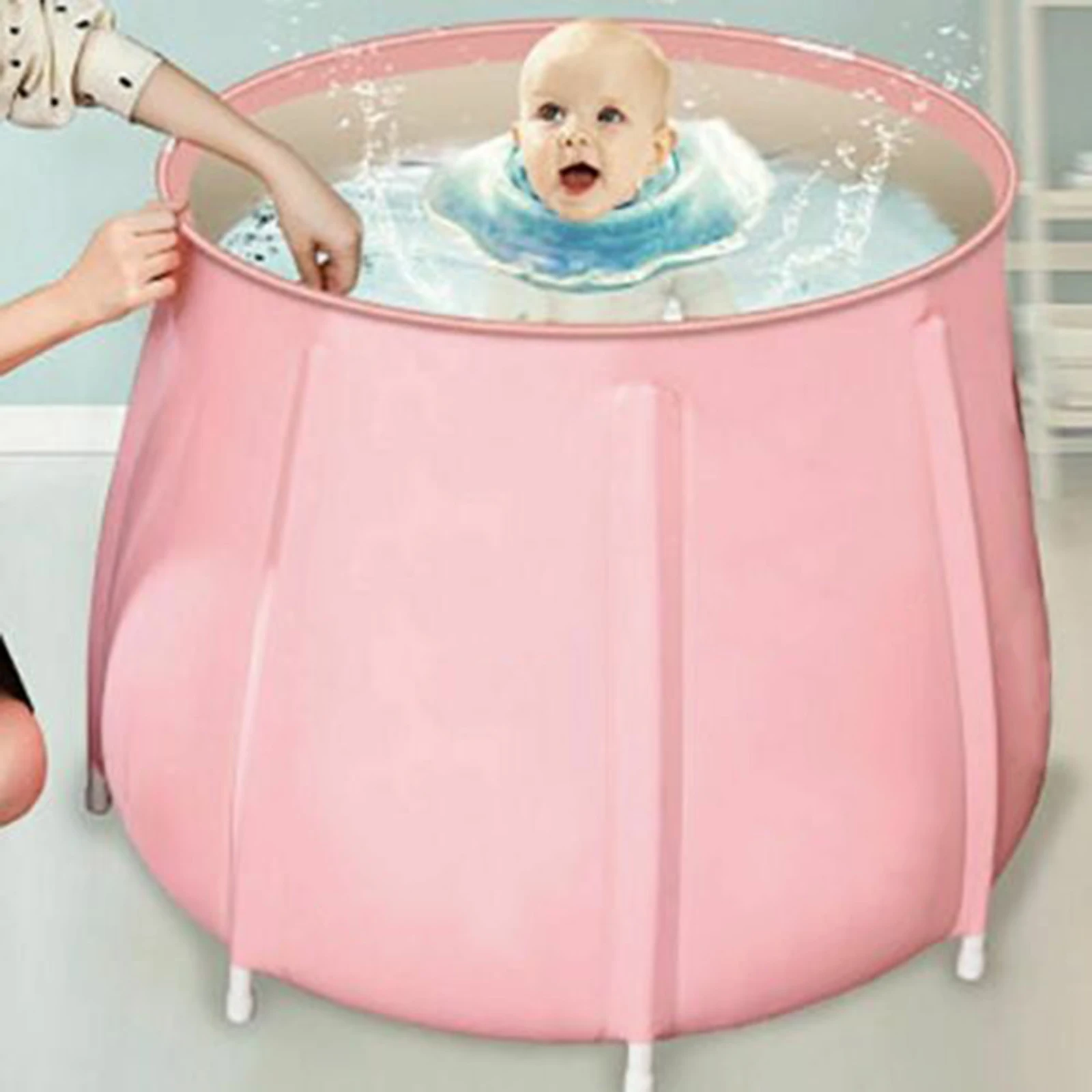 Thick Plastic Folding Bathtub, Portable Bathtub (Pink/Blue)