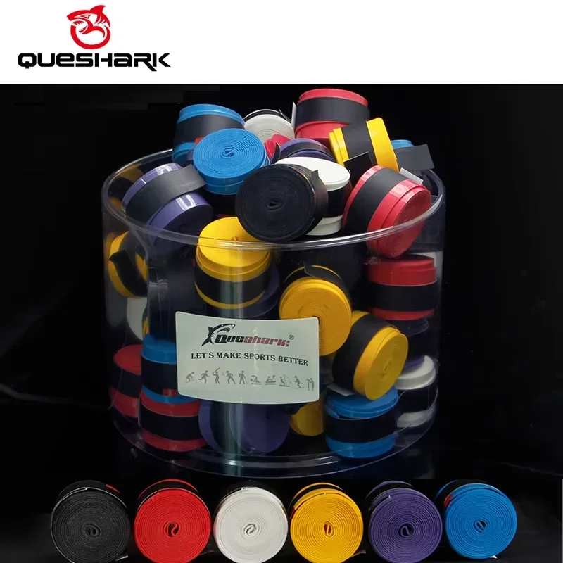 QUESHARK Pro 60 pcs Tennis Racket Grips Coated Anti-skid Sweat Absorbed Tapes Badminton Tennis Overgrips Fishing Rod Sweatbands