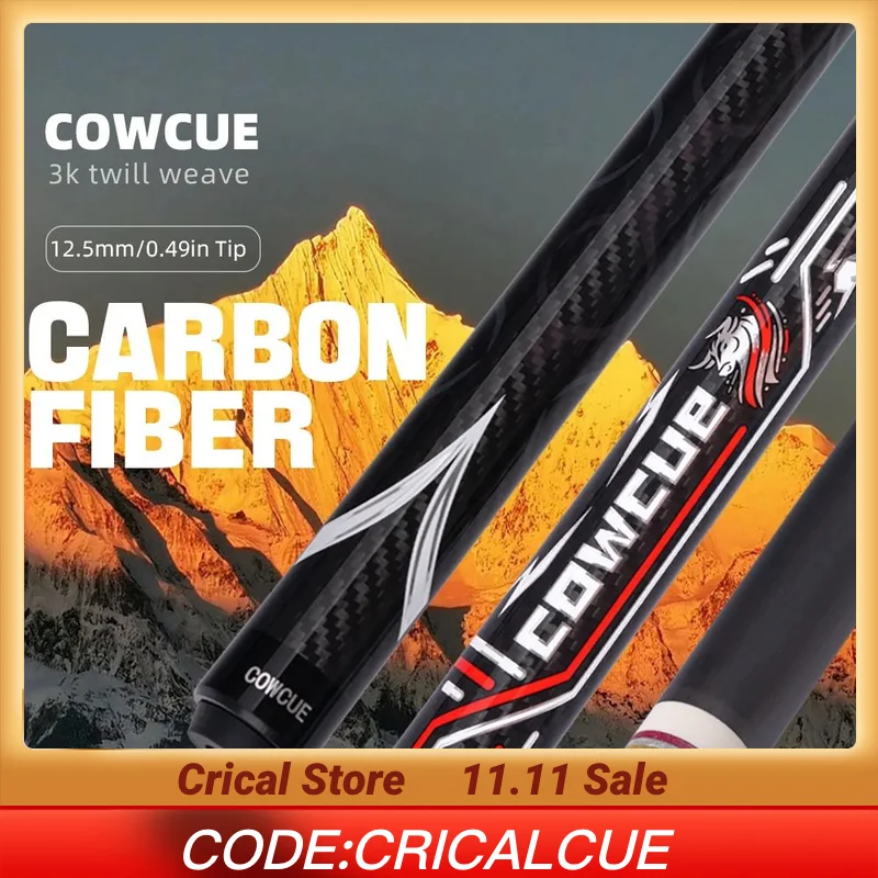 

Cow Carbon Fiber Pool Cue Stick with Low Deflection Pool Cues Professional Billiard cue Stick