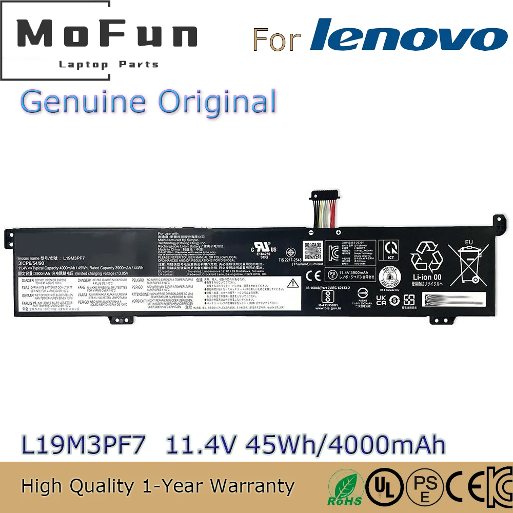 Brand New Original L19M3PF7 11.4V 45Wh Laptop Battery for Lenovo IdeaPad Gaming 3i 15ARH05 15IMH05 L19L3PF3 SB10W89840