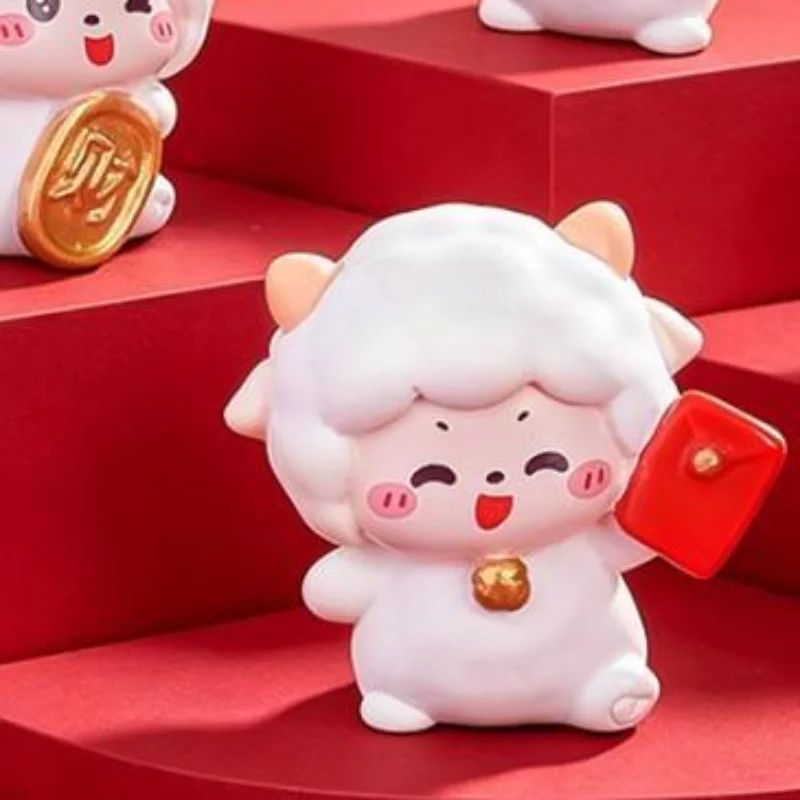 1/8Pcs Cute Lucky Sheep Mini Figurine 2027 New Year Fortune Lamb Ornament Car Dashboard Desktop Decor DIY Micro Landscape Gift