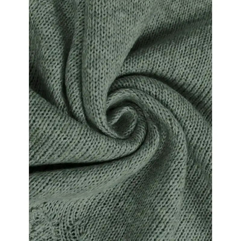 Casual Knitted Lace Sve Mouth Pure Color Stitching Women's Sweater Ci Walk  Collar Nine Points Sve Deformation Re...