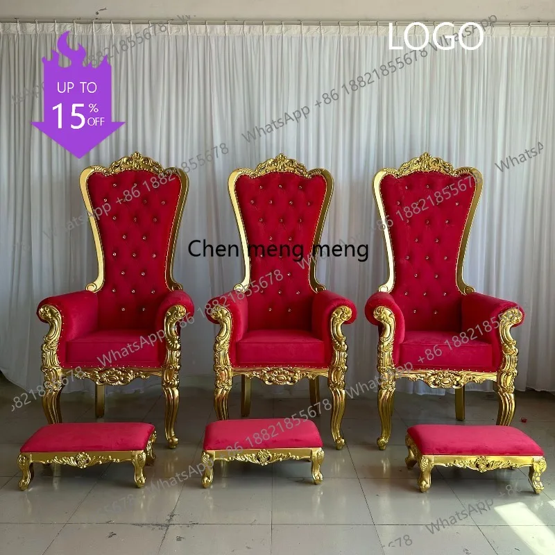 M183 European Solid wood frame wedding king chair with armrest live stream image wedding chair  Increase height high back chair