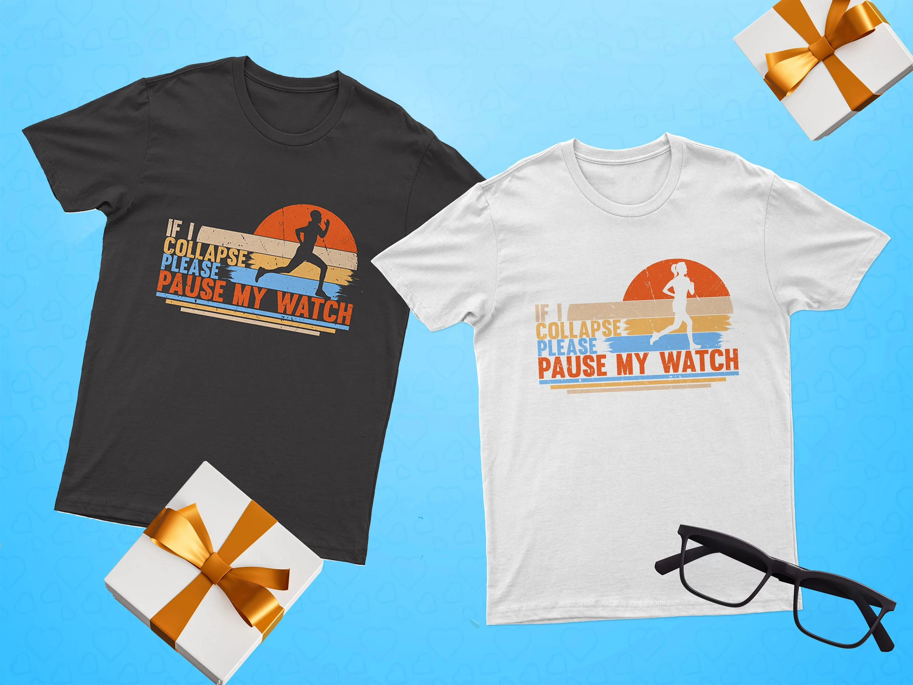 Summer Daily Fitness Men's and Women's T-shirt. If I Collapse Please Stop The Operation of My Watch. T-shirt: Retro Jogging Gift