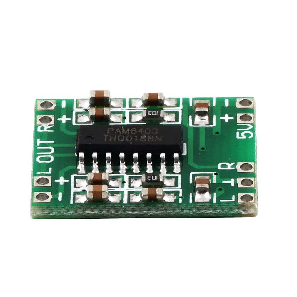 10CS verde PAM8403 Mini placa amplificadora Digital 3W Clase D Digital 2,5 V a 5V placa amplificadora de potencia eficiente Dropshipping