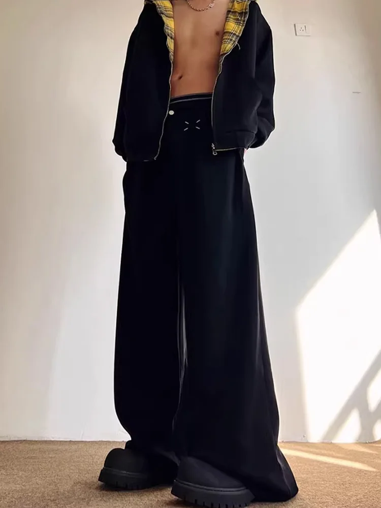 

Cleanfit Bla American Sle Широкие спортивные брюки Мужские осенне-зимние драпированные брюки прямого кроя Длинные брюки с высокой талией