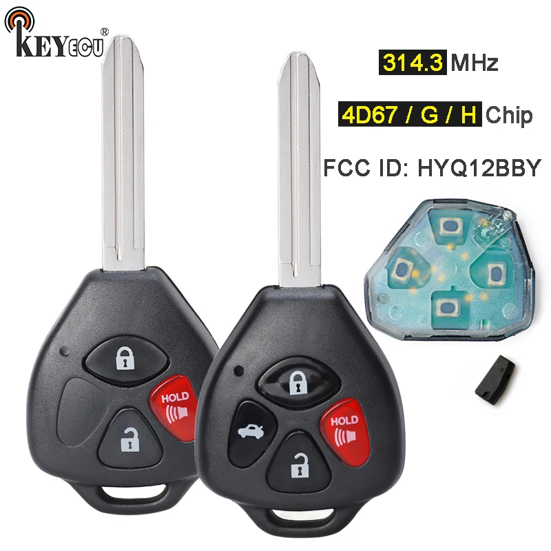 KEYECU 314,3 МГц 4D67 / H / G чип HYQ12BBY Замена дистанционный ключ брелок для Toyota Rav4 Highlander Camry Yaris 4runner Scion XB