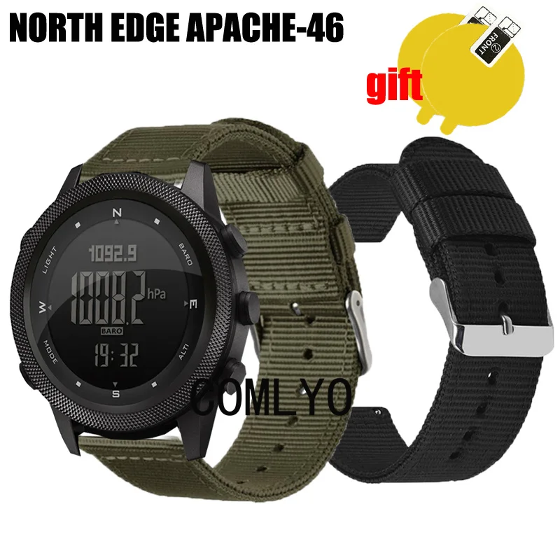 3in1 for NORTH EDGE APACHE-46 DESERT Smart Watch Strap Band wristband Nylon Canva women men Belt Screen Protector