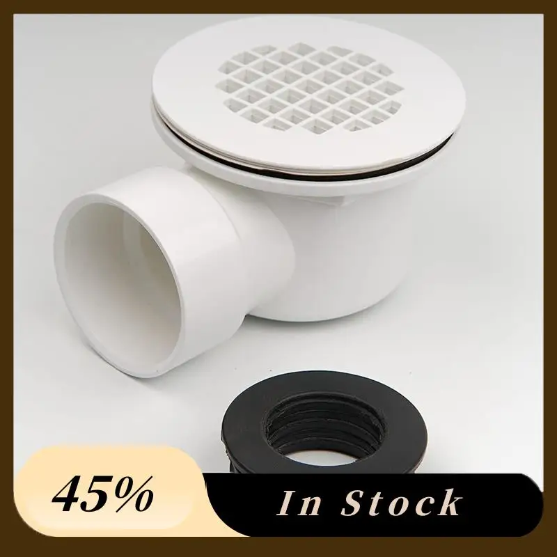 

Low Profile Shower Base Drain With Perforated Strainer Side Outlet Drain Assembly White