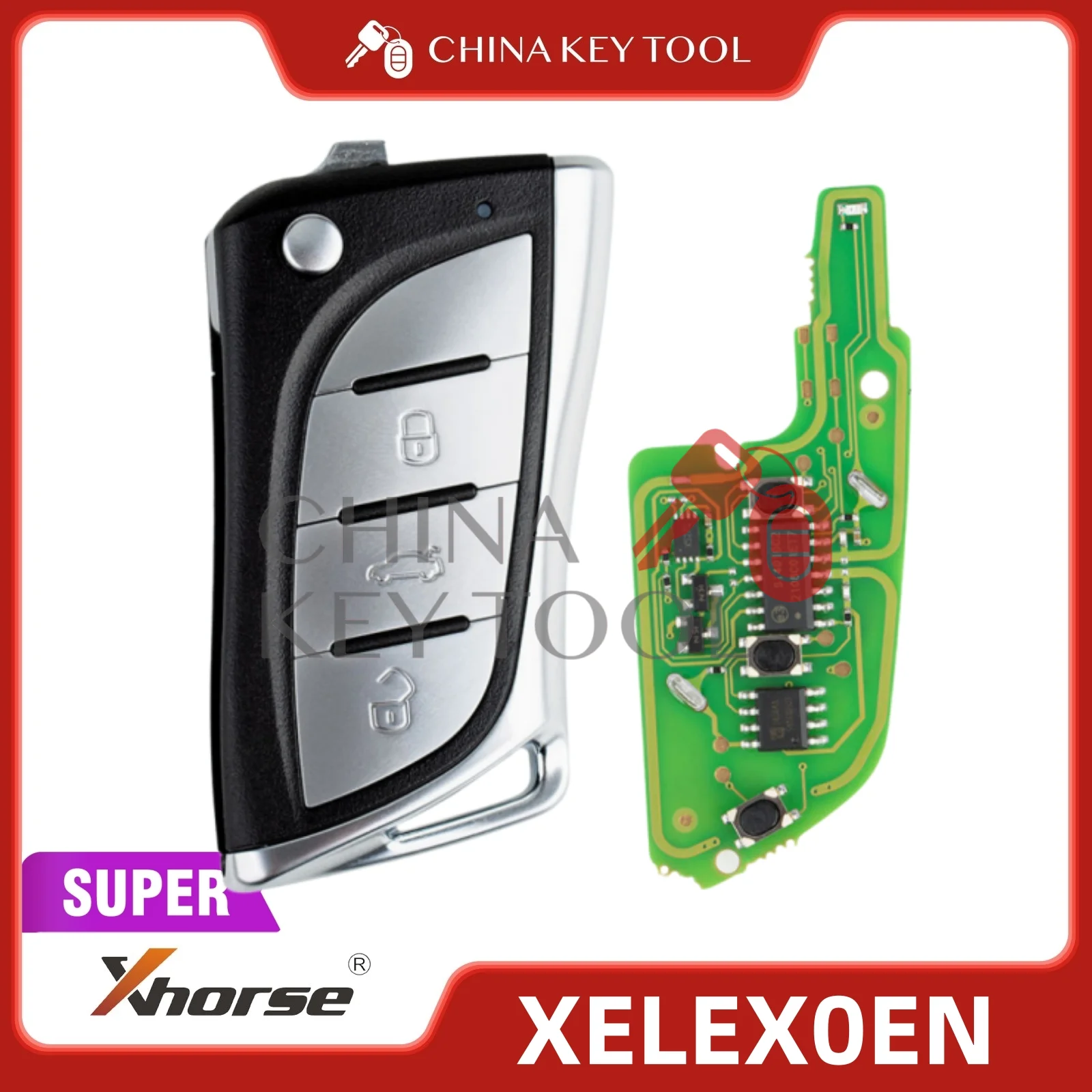 Xhorse XELEX0EN VVDI Super Remote Key Flip 3 Buttons with Built-in Super Chip Reprogrammable Wireless Remote