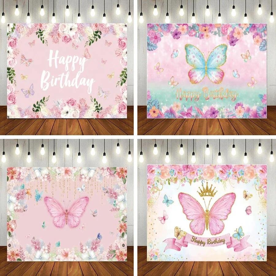 

Photography Backdrop Dreamy Spring Flower Polka Dots Butterfly Light Bokeh Banner Baby Shower Background Photo Studio Props