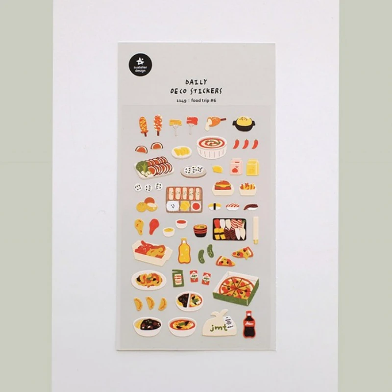 Korean Import Original Suatelier Delicious Food Trip Stickers Scrapbooking Diy Journal Stationery Sticker Sheet  Art Deco