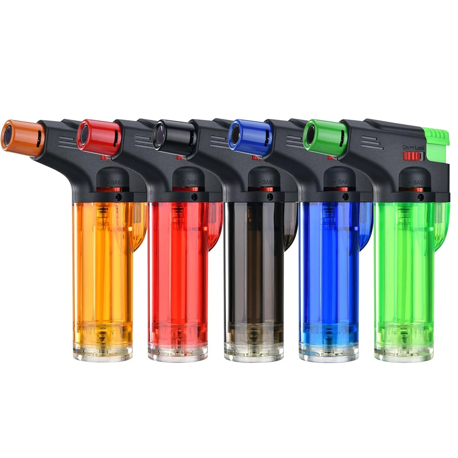 

5 Pack Torch Lighter Refillable Butane Gas Cigar Lighters for Smokers Jet Torch Flame Windproof Fireplaces Campfires BBQ Gril