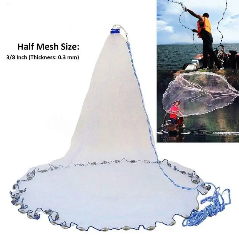 Nylon Upgraded American Hand Cast Net Easy Throw Fly Fishing Net 3 M Long 1.5m High Small Mesh Strong Line Fishing Tools