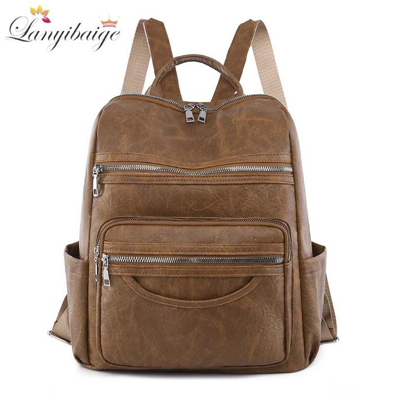 Genuine Leather Women Classic Backpack 2024 Sheepskin Backpack Luxury Travel Backpack Fashion School Bag Girls Mochilas Feminina