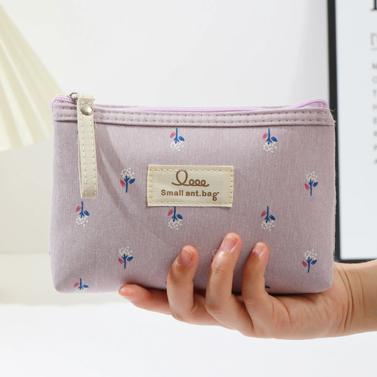 Instagram Style Canvas Makeup Bag Printed Women's Portable Student Pencil Case Travel Storage Toiletries Bag