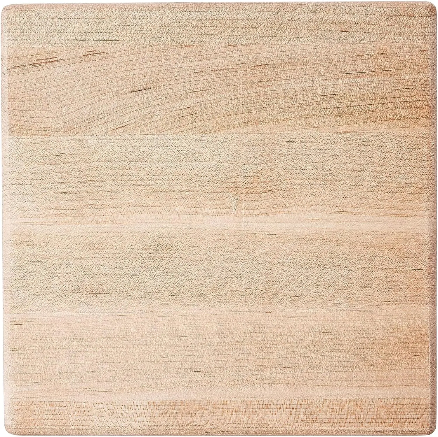 Tábua de corte quadrada de madeira de bordo de 9x9 polegadas, bloco de açougueiro grosso de 1,5 polegadas com pés de pão e grão de borda, não reversível